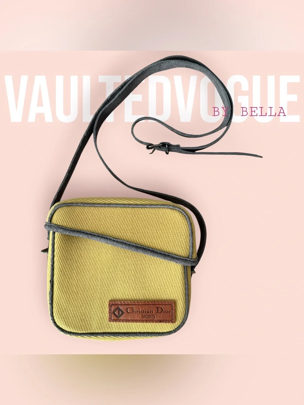 Dior Yellow Canvas Crossbody Bag with Gray Trim